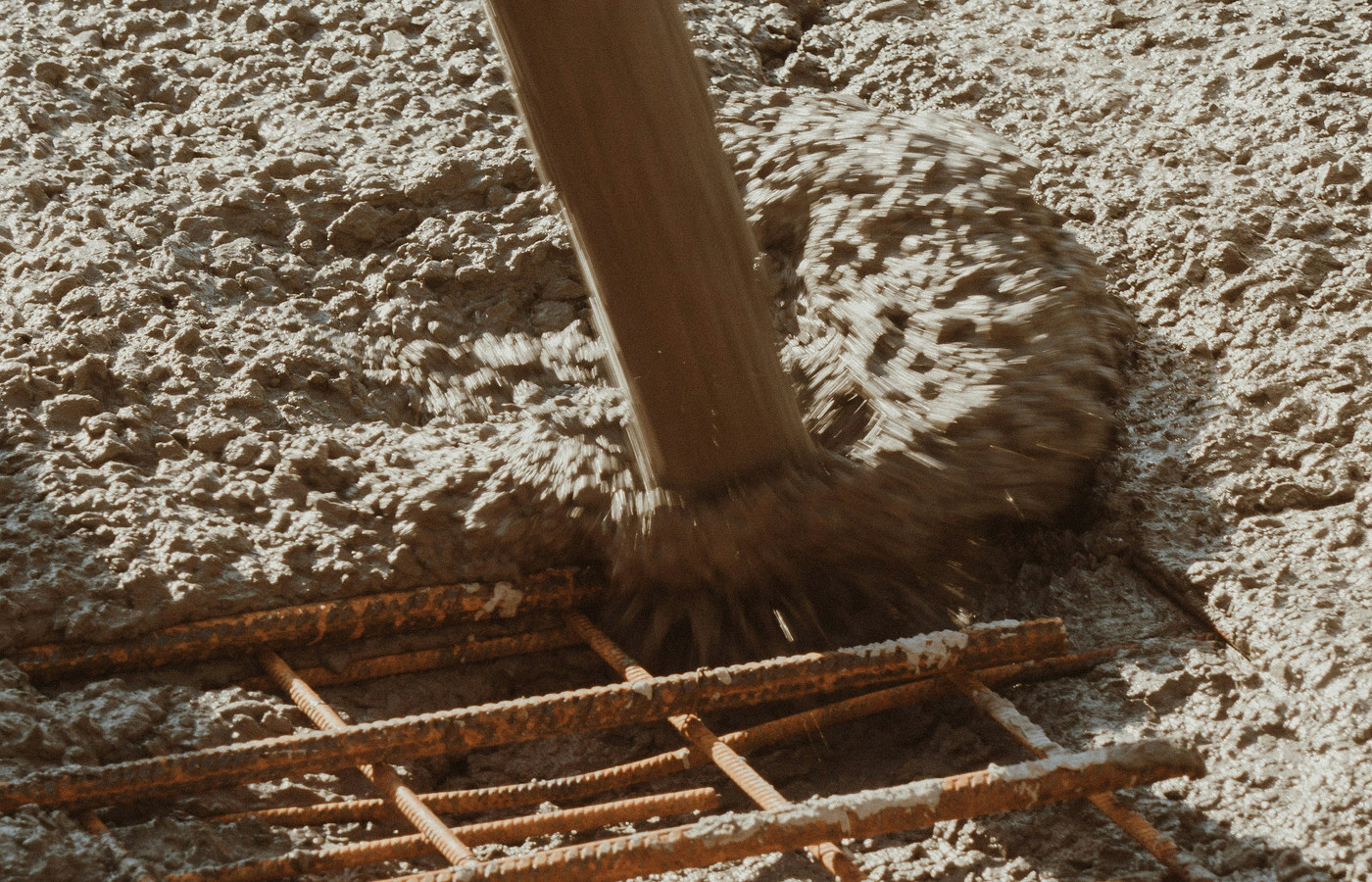 Concrete and rebar used during foundation repair